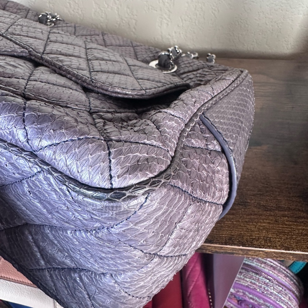 Authentic Python Chanel Metallic Large Shoulder Bag - Picture 11 of 16
